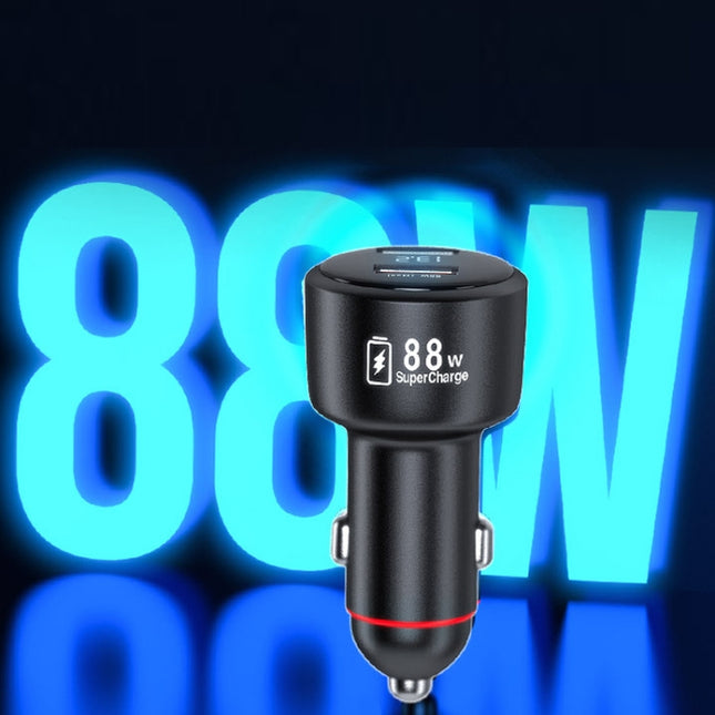 Vehicle Mini Fast Charging Charger Car One To Two Cigarette Lighter, 88W