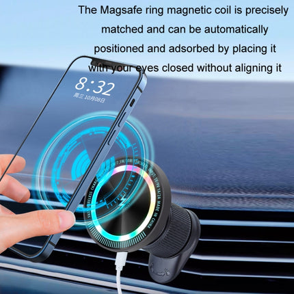 Magsafe 15W Magnetic Colorful Light Wireless Charging Mobile Phone Holder, A9 Air Outlet Dark Gray, A9 Air Outlet Silver, A9 Adhesive Dark Gray