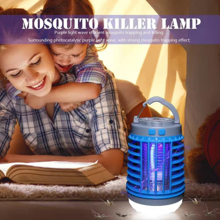 E-SMARTER W890-1 Solar LED Electric Shock Mosquito Light Outdoor USB Rechargeable Lighting Mosquito Trap, Orange, Blue