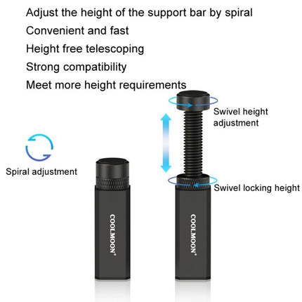 COOLMOON Graphics Card Stand Desktop Computer Graphics Card Vertical Top Support Bracket Screw Telescopic Support Rods, 2.8-5cm (Black), 2.8-5cm (Silver), 5-8cm (Black), 5-8cm (Silver), 7.5-12cm (Black), 7.5-12cm (Silver)