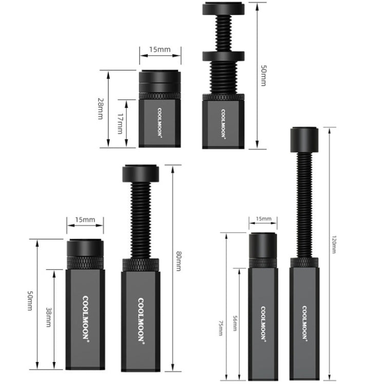 COOLMOON Graphics Card Stand Desktop Computer Graphics Card Vertical Top Support Bracket Screw Telescopic Support Rods, 2.8-5cm (Black), 2.8-5cm (Silver), 5-8cm (Black), 5-8cm (Silver), 7.5-12cm (Black), 7.5-12cm (Silver)