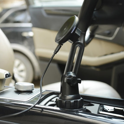 Car Water Cup Holder MagSafe Wireless Charging Bracket, Black