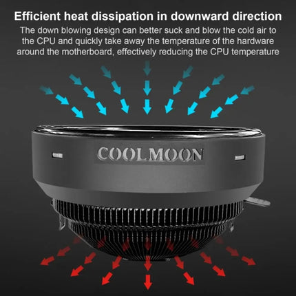 COOLMOON CPU Cooler Desktop Computer Auto Color Change Multi-Platform Mute Cooling Fan, CM-BF-RGB
