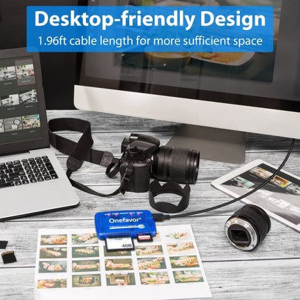 Onefavor All-In-One Card Reader Support SM / XD / SD / MMC / MS / CF Card, All-In-One, Card Reader+Type-C Adaptor, Card Reader+8 Pin Adaptor