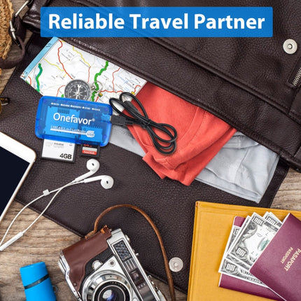 Onefavor All-In-One Card Reader Support SM / XD / SD / MMC / MS / CF Card, All-In-One, Card Reader+Type-C Adaptor, Card Reader+8 Pin Adaptor