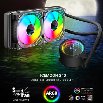 COOLMOON CM-YM-240T Digital ARGB Lens Edition Integrated Water Cooling CPU Cooler Temperature Display CPU Fan