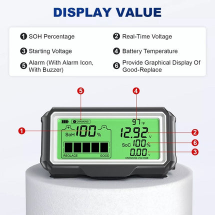 ANCEL 12V LED Car Battery Tester SOH/SOC Rechargeable Battery Analysis Tool, BM200 PRO