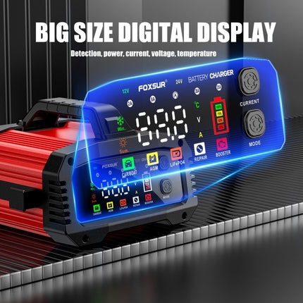 FOXSUR 25A 12V/24V Portable High-Power Car Ship Motorcycle Charger, US Plug, EU Plug, UK Plug, AU Plug, JP Plug