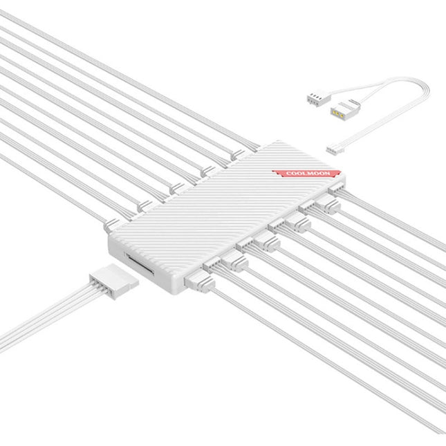 COOLMOON AM10 ARGB+PWM Dual 10 Ports Temperature Control Splitter Case Fan 5V 3Pin HUB