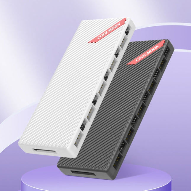 COOLMOON AM10 ARGB+PWM Dual 10 Ports Temperature Control Splitter Case Fan 5V 3Pin HUB