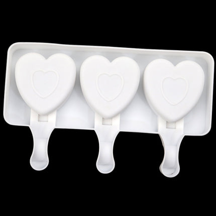 3 Grids Heart Shape Ice Cream Model DIY Pudding Mold Without Stick, 3 Grids Heart