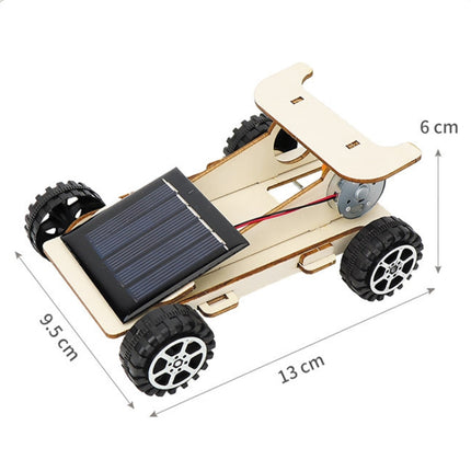 Solar Car DIY Wooden Assembly Children Educational Toy Science Technology Creator Work