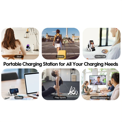 T20 5-in-1 Car-shaped Desktop Alarm Clock Wireless Charger with Atmosphere Light, White, Gray, Yellow, Orange