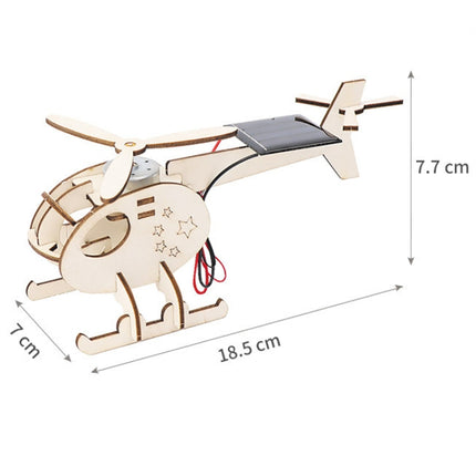 DIY Solar Helicopter Technology Small Production Children Wooden Assembled Aircraft Model, DIY Solar Helicopter