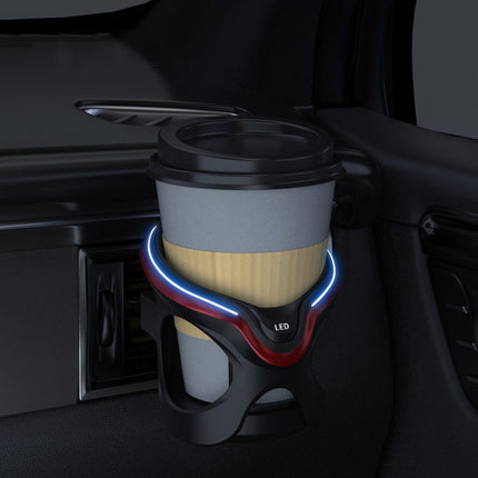 Car Cup Holder Air Conditioner Outlet Multifunctional Storage Rack, Black Red LED Light, Black Silver LED Light, Black Red Ordinary, Black Silver Ordinary