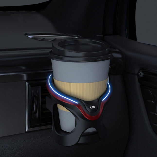 Car Cup Holder Air Conditioner Outlet Multifunctional Storage Rack, Black Red LED Light, Black Silver LED Light, Black Red Ordinary, Black Silver Ordinary