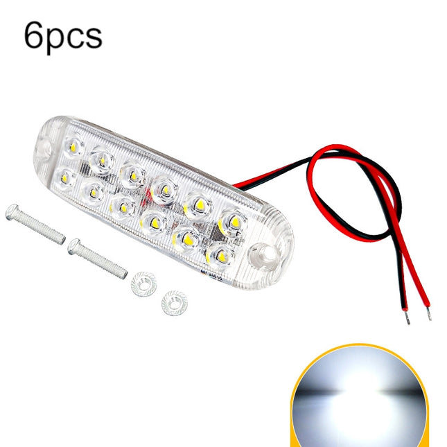 6pcs 12-Bead LED Flashing Warning Lights Motorcycle RV Signal Lights, White Light, Yellow Light, Red Light, Blue Light, Green Light
