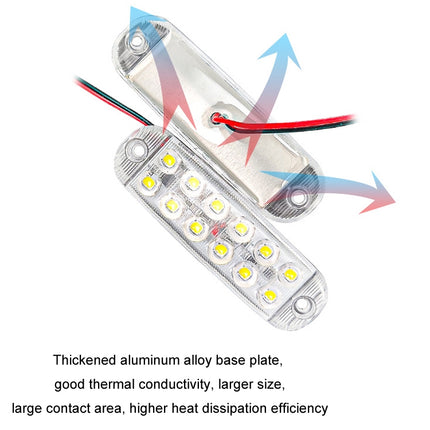 6pcs 12-Bead LED Flashing Warning Lights Motorcycle RV Signal Lights, White Light, Yellow Light, Red Light, Blue Light, Green Light