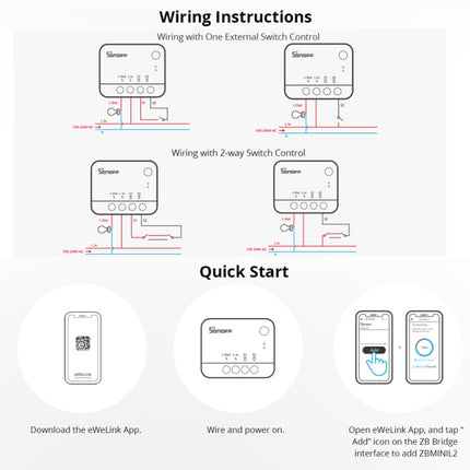 SONOFF ZBMINI L2 Single Fire Dual Control Intelligent On/Off Switch Module Cell Phone Remote Voice Control Switch