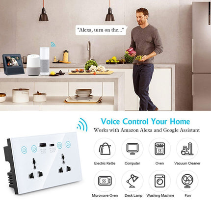 Graffiti Smart Socket With Switch USB+Type-C Dual Port Remote Control Socket, UK Plug, Wifi White, Wifi Black, ZigBee White, ZigBee Black