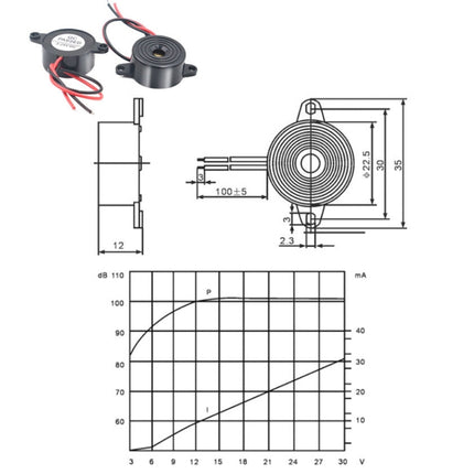 SFM-20B DC3-24V 95dB High Decibel Continuous Sound Alarm Active Piezo Buzzer, SFM-20B DC3-24V 95dB