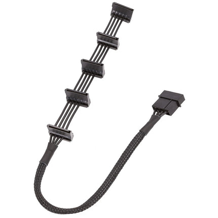 18AWG Large 4Pin Sleeve Grid 1 To 5 SATA Hard Drive Cage Cable, 40cm 4Pin 1 To 5
