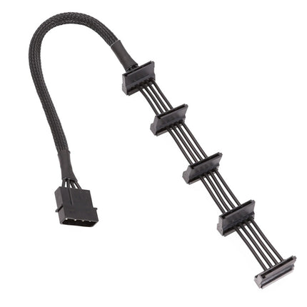 18AWG Large 4Pin Sleeve Grid 1 To 5 SATA Hard Drive Cage Cable, 40cm 4Pin 1 To 5