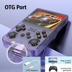 R36S Retro Handheld Game Console Linux System 3.5-Inch Screen Double TF Card Version, 64G Purple Transparent, 64G Gray Transparent, 64G White, 128G Purple Transparent, 128G Gray Transparent, 128G White