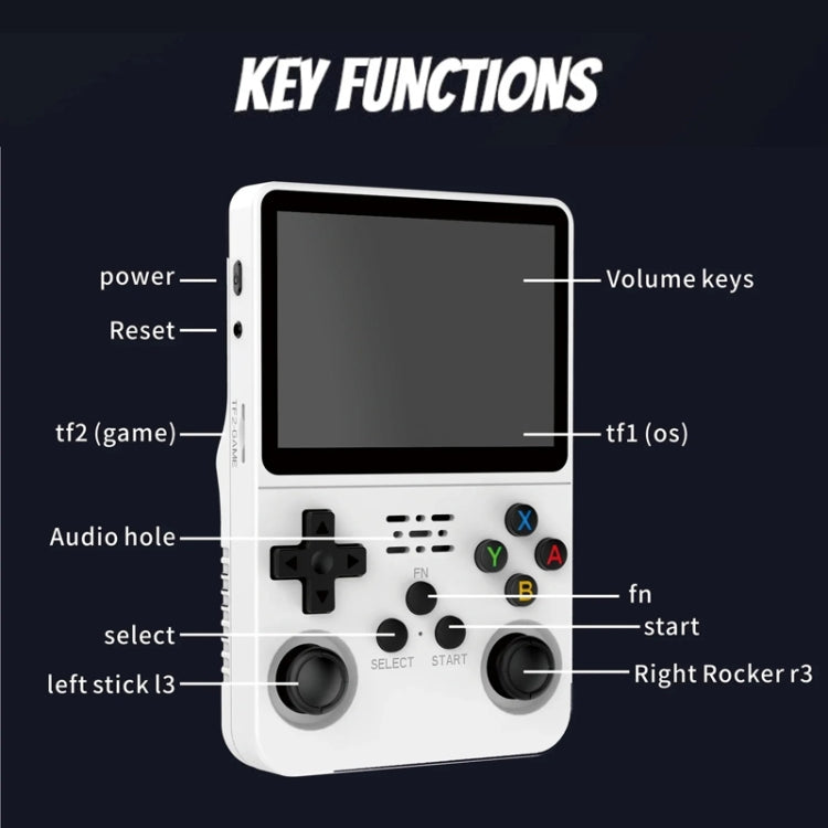 R36S Retro Handheld Game Console Linux System 3.5-Inch Screen Double TF Card Version, 64G Purple Transparent, 64G Gray Transparent, 64G White, 128G Purple Transparent, 128G Gray Transparent, 128G White
