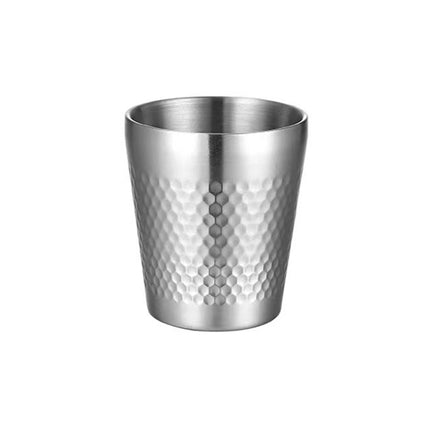 304 Stainless Steel Hammer Mug Thickened Double-Layer Restaurant Tea Cups, 175ml, 260ml, 300ml, 350ml, 450ml