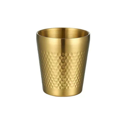 304 Stainless Steel Hammer Mug Thickened Double-Layer Restaurant Tea Cups, 175ml, 260ml, 300ml, 350ml, 450ml