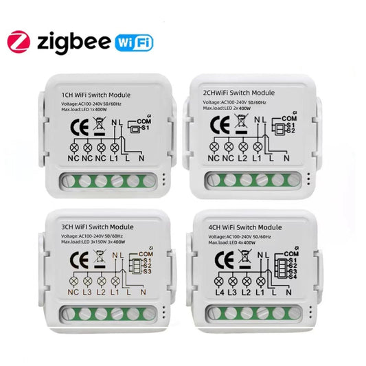 Smart Switch Module For Alexa / Google Home / Tuya Smart Life APP, 1CH  WiFi, 2CH WiFi, 3CH WiFi, 4CH WiFi, 1CH Zigbee, 2CH Zigbee, 3CH Zigbee, 4CH Zigbee