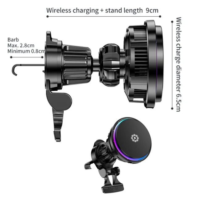 15W Car Wireless Charger Semiconductor Heat Dissipation Mobile Phone Holder RGB Light, X82