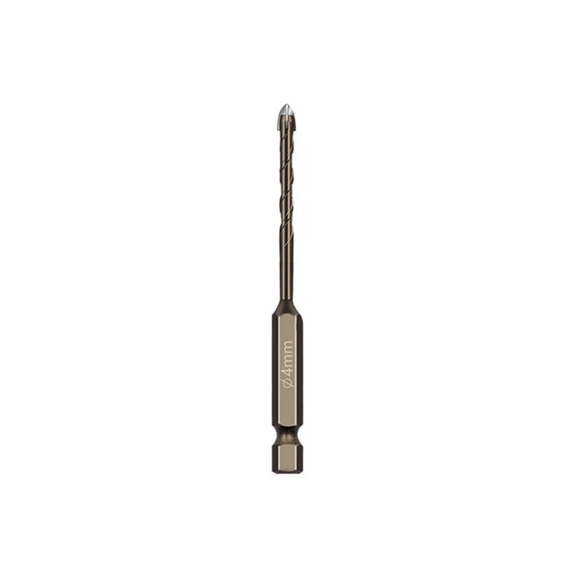 Hexagonal Shank Spiral Flute Cross Alloy Drill Bits Glass Tile Four Edge Drivers, 3mm, 4mm, 5mm, 6mm, 8mm, 10mm, 12mm