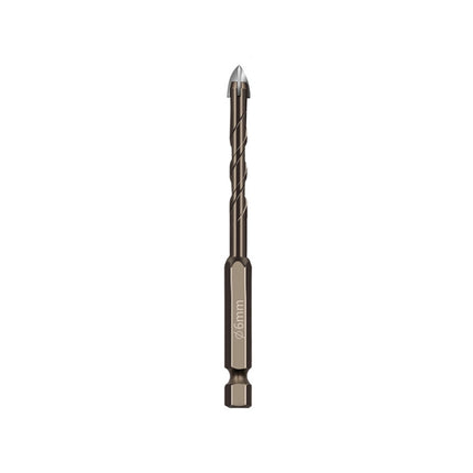 Hexagonal Shank Spiral Flute Cross Alloy Drill Bits Glass Tile Four Edge Drivers, 3mm, 4mm, 5mm, 6mm, 8mm, 10mm, 12mm