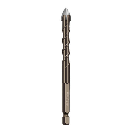 Hexagonal Shank Spiral Flute Cross Alloy Drill Bits Glass Tile Four Edge Drivers, 3mm, 4mm, 5mm, 6mm, 8mm, 10mm, 12mm