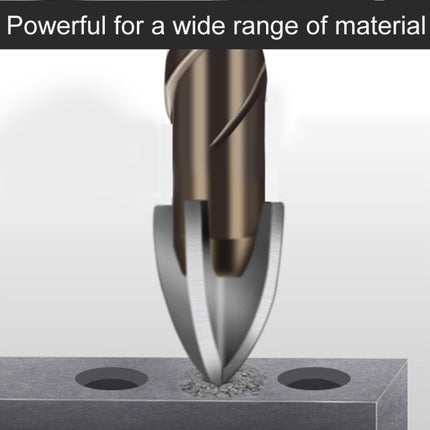 Hexagonal Shank Spiral Flute Cross Alloy Drill Bits Glass Tile Four Edge Drivers, 3mm, 4mm, 5mm, 6mm, 8mm, 10mm, 12mm