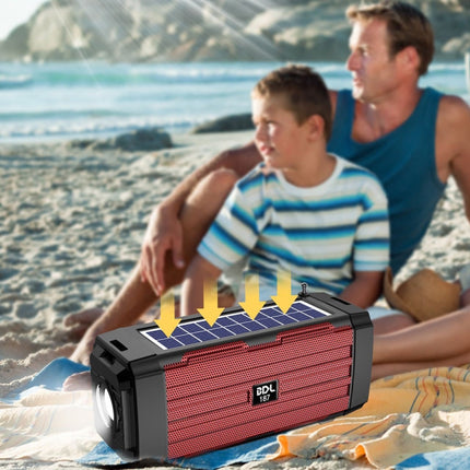 BDL-187 LED Light Solar Wireless Bluetooth Speaker Portable Outdoor Camping FM Radio