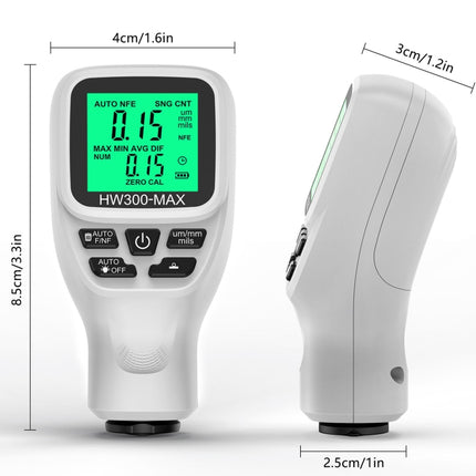 HW300-MAX Coating Thickness Gauge Anti-skid Paint Film Tester, White, Black