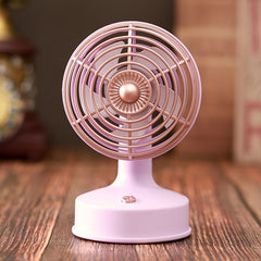 Retro Desktop USB Charging Small Fan 90 Degree Adjustable Angle Fan