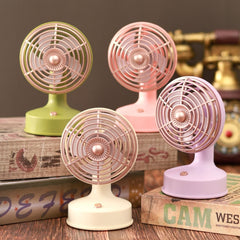 Retro Desktop USB Charging Small Fan 90 Degree Adjustable Angle Fan