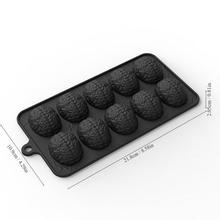 10 Grids Brain Halloween Chocolate Mould Homemade Brain Cake Mould DIY Candy Soft Molds, 10 Grids Brain