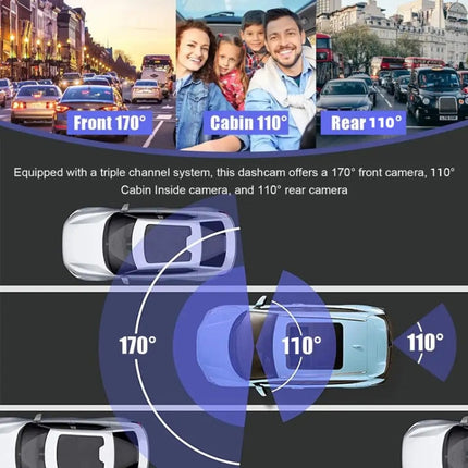 3 Lens HD 1080P Infrared Night Vision WIFI Mobile Phone Playback Driving Recorder