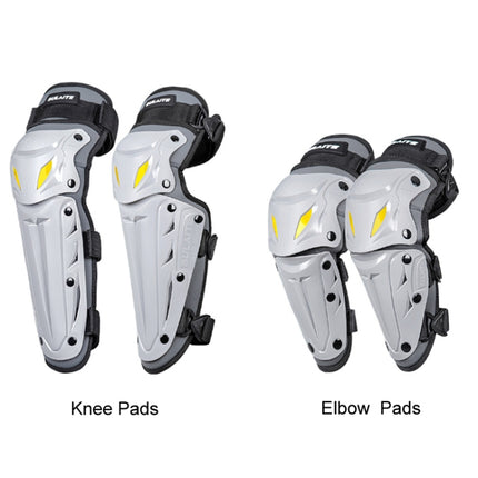 SULAITE Motorcycle Outdoor Riding Breathable Protective Equipment, 2pcs /Set Knee Pads Gray, 4pcs /Set Knee Elbow Pads Gray, 2pcs /Set Elbow Pads Gray