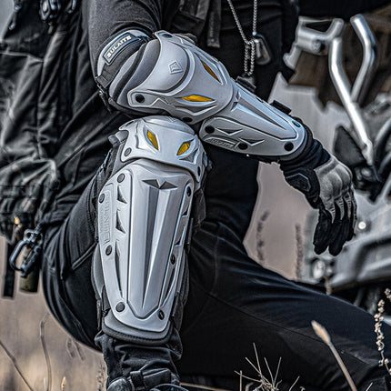 SULAITE Motorcycle Outdoor Riding Breathable Protective Equipment, 2pcs /Set Knee Pads Gray, 4pcs /Set Knee Elbow Pads Gray, 2pcs /Set Elbow Pads Gray