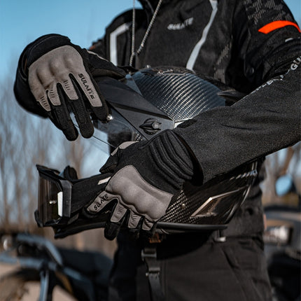 SULAITE Motorcycle Riding Breathable Conductive Touch Screen Full Finger Gloves, M, L, XL, XXL