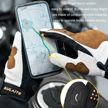 SULAITE Motorcycle Riding Breathable Conductive Touch Screen Full Finger Gloves, M, L, XL, XXL