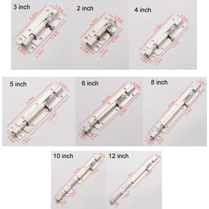 Stainless Steel Latch Door Bolt Bathroom Wooden Door And Window Anti-Theft Latch Lock, 2 inch, 3 inch, 4 inch, 5 inch, 6 inch, 8 inch, 10 inch, 12 inch