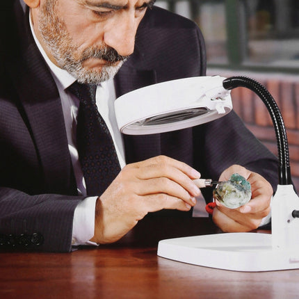 Desktop With 21 LED Lights 10X HD Reading Repair Metal Hose Magnifier, EU Plug, US Plug