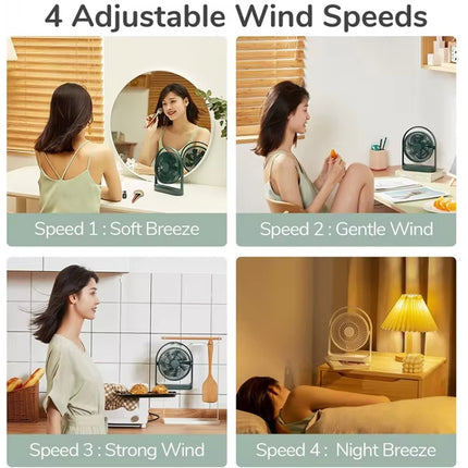 JisuLife FA19 4000mAh Wireless Rechargeable Desktop Mini Fan Silent Portable Fan
